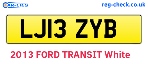 LJ13ZYB are the vehicle registration plates.