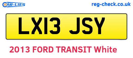 LX13JSY are the vehicle registration plates.