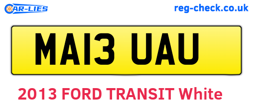 MA13UAU are the vehicle registration plates.