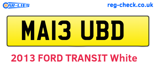 MA13UBD are the vehicle registration plates.