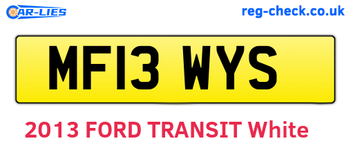 MF13WYS are the vehicle registration plates.