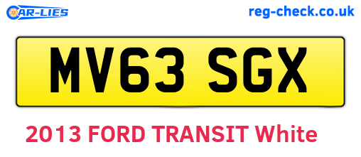 MV63SGX are the vehicle registration plates.