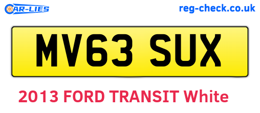 MV63SUX are the vehicle registration plates.