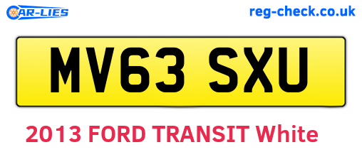 MV63SXU are the vehicle registration plates.