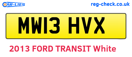 MW13HVX are the vehicle registration plates.