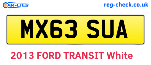 MX63SUA are the vehicle registration plates.