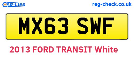 MX63SWF are the vehicle registration plates.