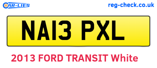 NA13PXL are the vehicle registration plates.