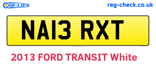 NA13RXT are the vehicle registration plates.