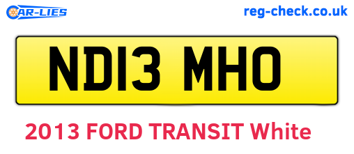 ND13MHO are the vehicle registration plates.
