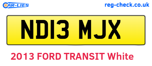 ND13MJX are the vehicle registration plates.