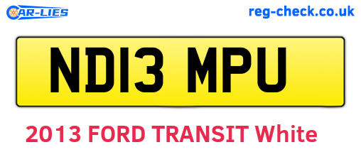 ND13MPU are the vehicle registration plates.