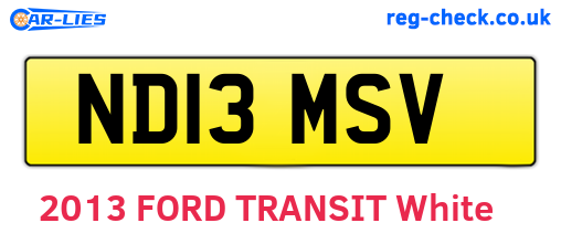 ND13MSV are the vehicle registration plates.