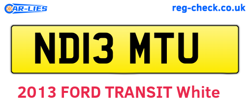 ND13MTU are the vehicle registration plates.