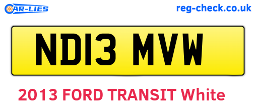 ND13MVW are the vehicle registration plates.
