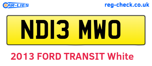 ND13MWO are the vehicle registration plates.
