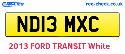 ND13MXC are the vehicle registration plates.