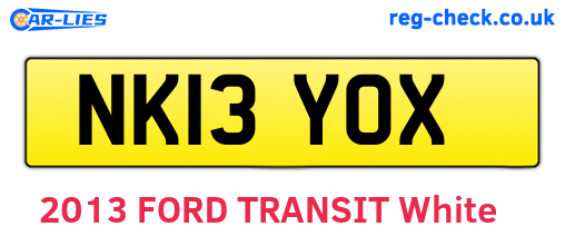 NK13YOX are the vehicle registration plates.
