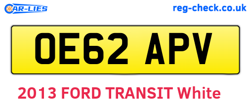 OE62APV are the vehicle registration plates.
