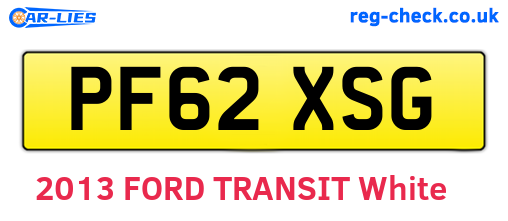 PF62XSG are the vehicle registration plates.