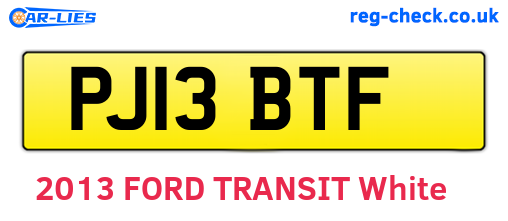 PJ13BTF are the vehicle registration plates.