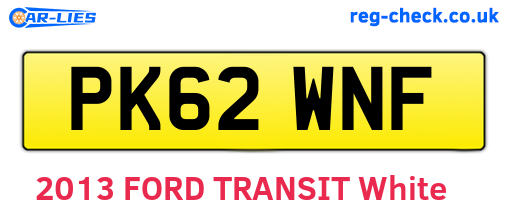 PK62WNF are the vehicle registration plates.