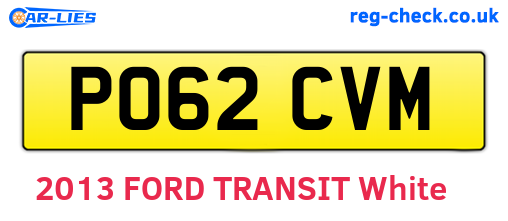 PO62CVM are the vehicle registration plates.