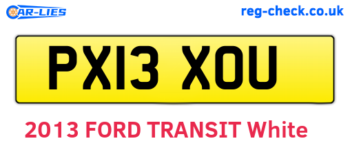 PX13XOU are the vehicle registration plates.