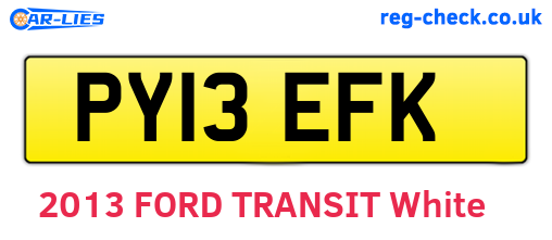 PY13EFK are the vehicle registration plates.