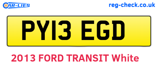 PY13EGD are the vehicle registration plates.