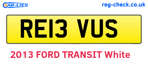 RE13VUS are the vehicle registration plates.