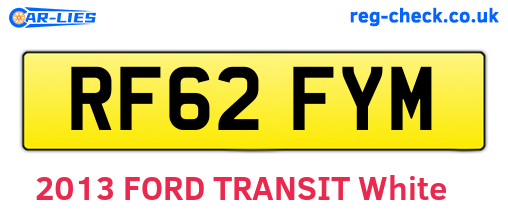 RF62FYM are the vehicle registration plates.