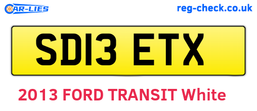 SD13ETX are the vehicle registration plates.