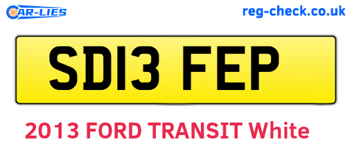SD13FEP are the vehicle registration plates.