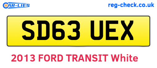 SD63UEX are the vehicle registration plates.