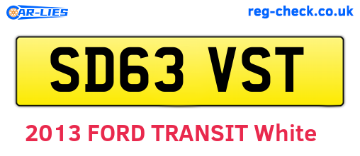 SD63VST are the vehicle registration plates.