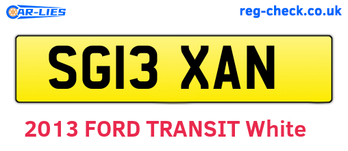 SG13XAN are the vehicle registration plates.