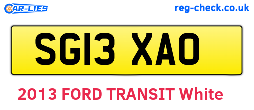 SG13XAO are the vehicle registration plates.