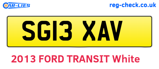SG13XAV are the vehicle registration plates.
