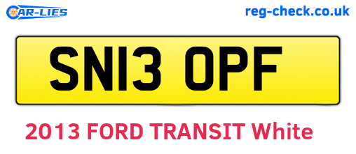 SN13OPF are the vehicle registration plates.