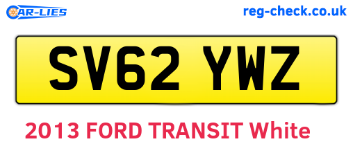 SV62YWZ are the vehicle registration plates.