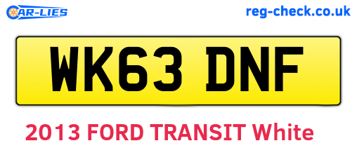 WK63DNF are the vehicle registration plates.