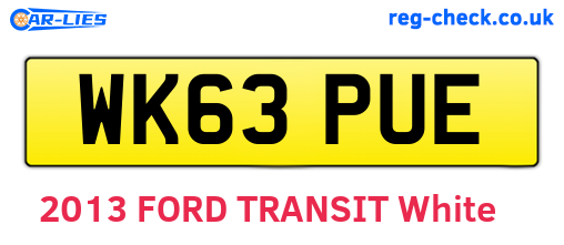 WK63PUE are the vehicle registration plates.
