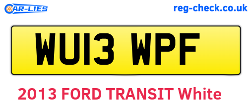 WU13WPF are the vehicle registration plates.
