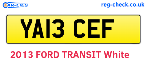 YA13CEF are the vehicle registration plates.