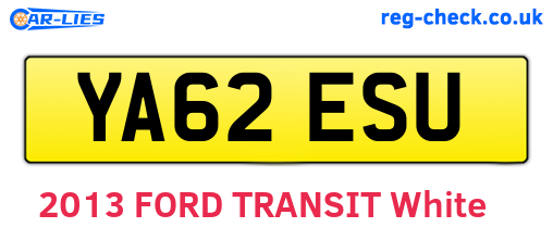 YA62ESU are the vehicle registration plates.