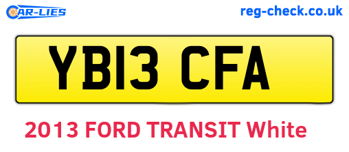 YB13CFA are the vehicle registration plates.