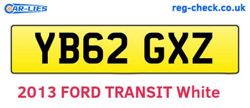 YB62GXZ are the vehicle registration plates.