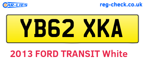 YB62XKA are the vehicle registration plates.