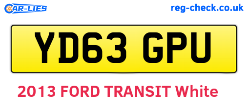 YD63GPU are the vehicle registration plates.